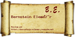 Bernstein Elemér névjegykártya
